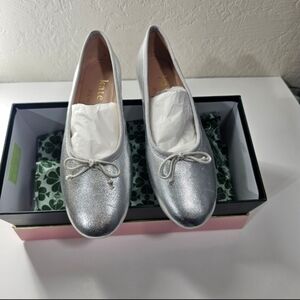 Kate Spade Honey Metallic Leather Silver Marian Loafers